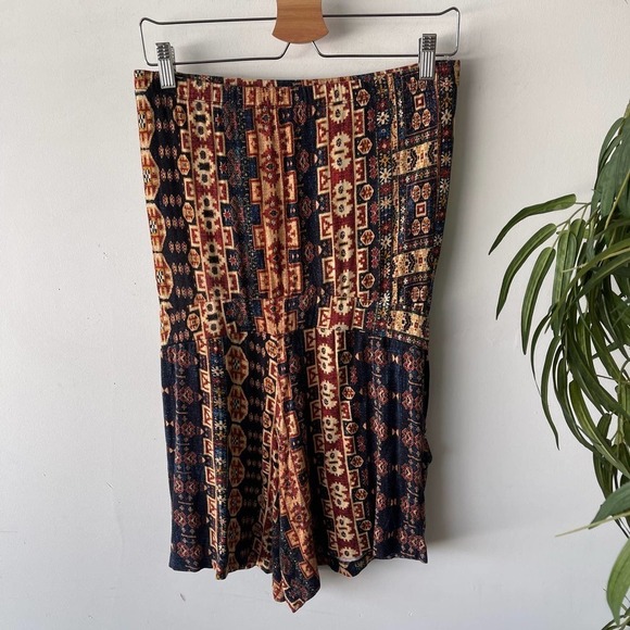 Fifteen Twenty Romper Womens Medium Black Aztec Boho Strapless Summer Western - Picture 5 of 9